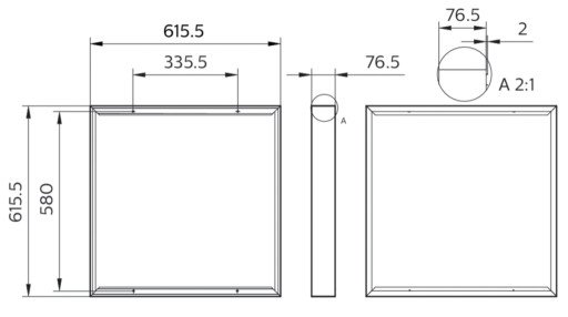Monteringsramme RC132Z 600x600, for CoreLine paneler, hvit