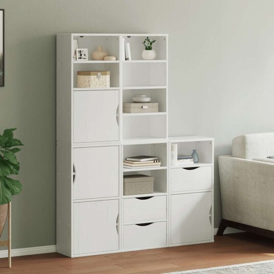  Sideskap 5 stk ODDA hvit 40x24x79 cm heltre furu
