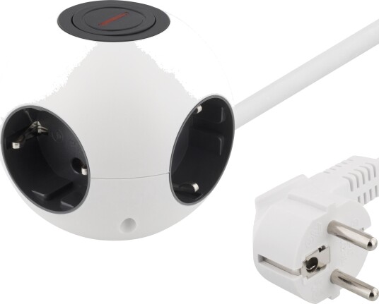 DELTACO Power globe with switch 4xCEE 7/4 1xCEE 7/7 1.4m cable whi