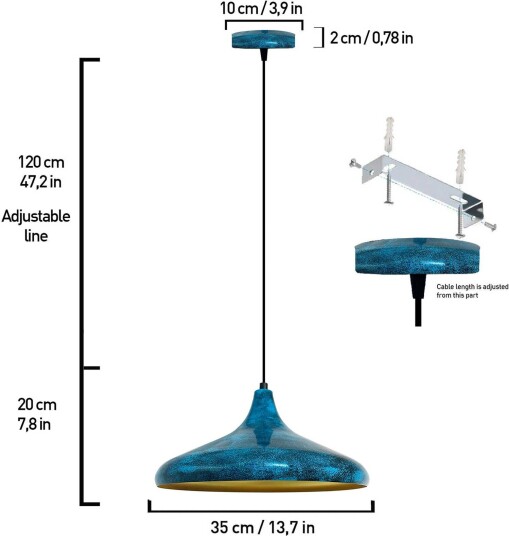 ROYALTECH Claus hengelampe blå/gull Ø 35 cm metall E27