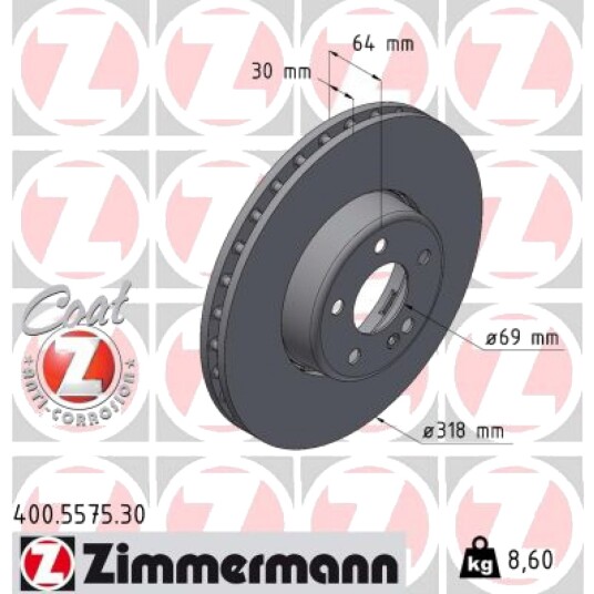 Bremseskive ZIMMERMANN 400.5575.30