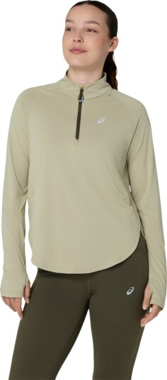 Asics Nagino Run 1/4 Zip Ls Top Khaki green S