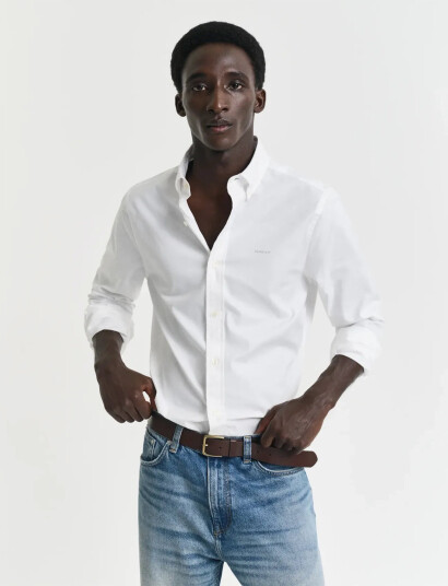 GANT Slim Pinpoint Oxford Shirt - White - XXXL