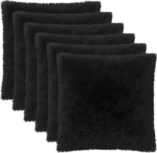 vidaXL Putetrekk 6 pcs HEERLEN Svart 65 x 65 cm PV Fleece