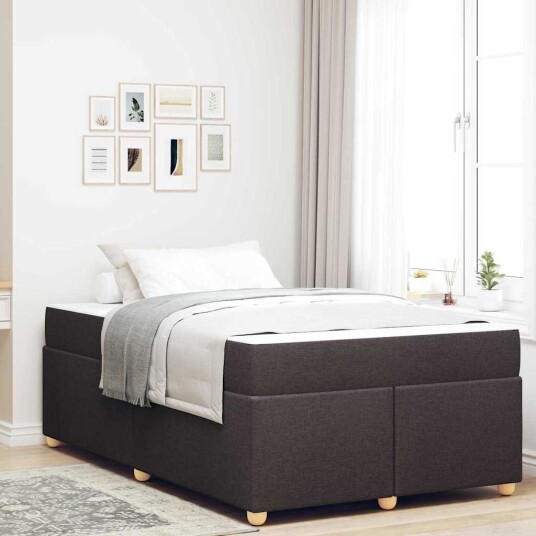 Sengestamme med madrass Mørk brun 120 x 190 cm stoff Sengestamme med madrass Mørk brun 120 x 190 cm stoff