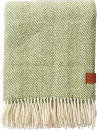 Klippan Yllefabrik Ullpledd Herringbone Aloe Vera 130x180