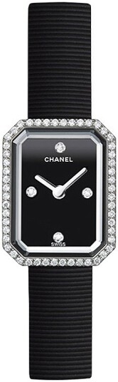 Chanel Dameklokke H2434 Premiere Sort/Gummi 15x19.5 mm