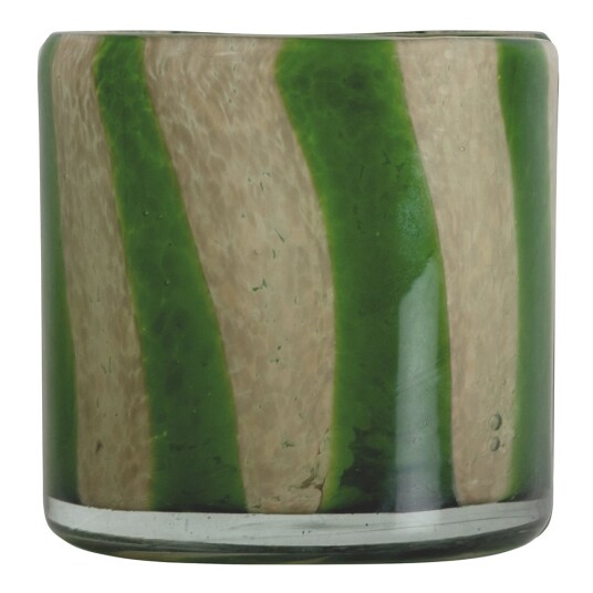 Byon Calore Lysestake Lyslykt 15 cm Grønn og Beige Glass