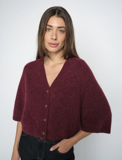 MOS MOSH Mmthora Lizet Knit Cardigan Burgundy S