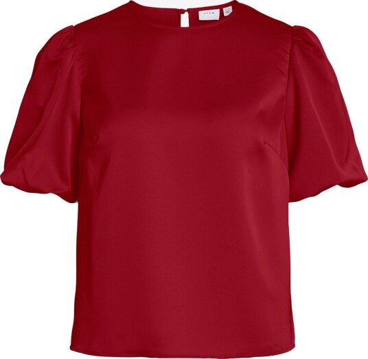 Vila Bluse viEllette 2/4 Satin Puff Top Rød
