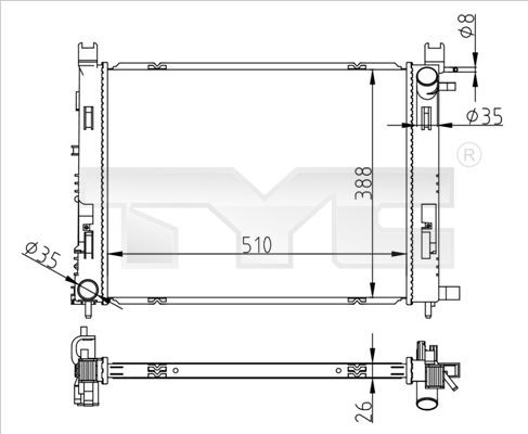 Radiator TYC 728 0062 Radiator TYC 728 0062
