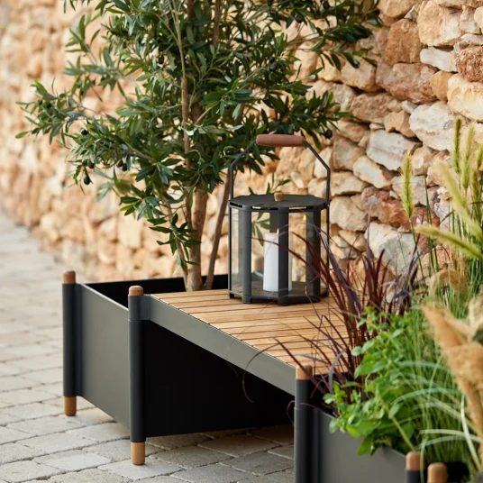 Cane line Sticks planter benk inkl. 2 plantekasser Teak/lava grey