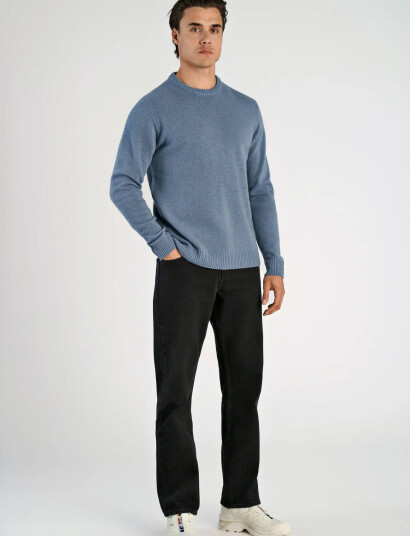Lindbergh Lambswool O-Neck Knit - Blue - M Lindbergh Lambswool O-Neck Knit - Blue - M