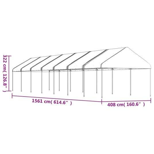 vidaXL Paviljong med tak hvit 15,61x4,08x3,22 m polyetylen vidaXL Paviljong med tak hvit 15,61x4,08x3,22 m polyetylen