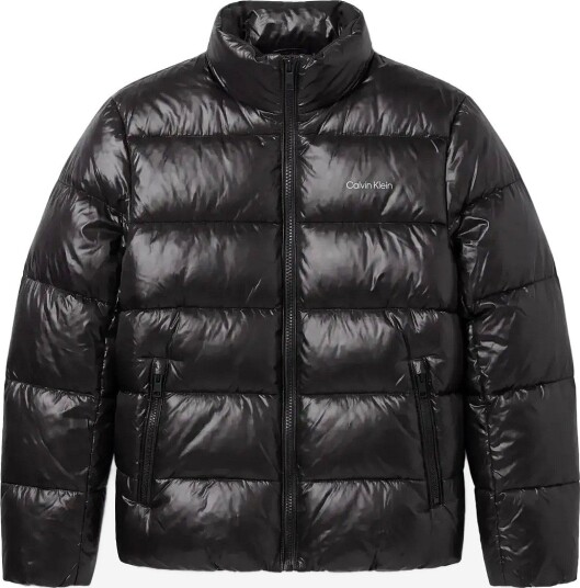Calvin Klein Ls High Shine Nylon Mcknk Puffer   BLACK   XL