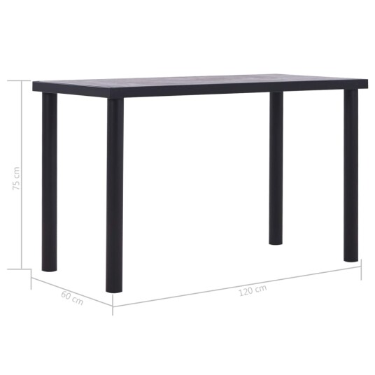 vidaXL Spisebord svart og betonggrå 120x60x75 cm MDF