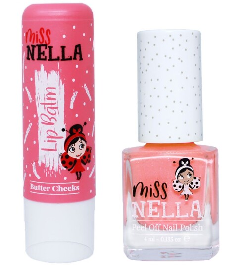 Miss Nella Lip Balm Butter Cheeks + Neglelakk Peach Slushie Miss Nella Lip Balm Butter Cheeks + Neglelakk Peach Slushie