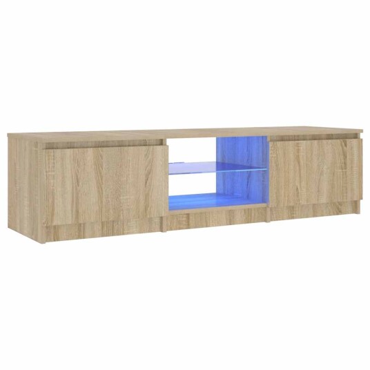 vidaXL TV-benk med LED røkt eik 140x40x35,5 cm
