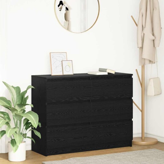 Skjenk svart eik 100x35x76 cm konstruert tre