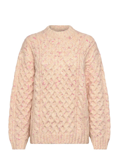 Monki Long Cable Knit Textured Sweater - Pink - L Monki Long Cable Knit Textured Sweater - Pink - L