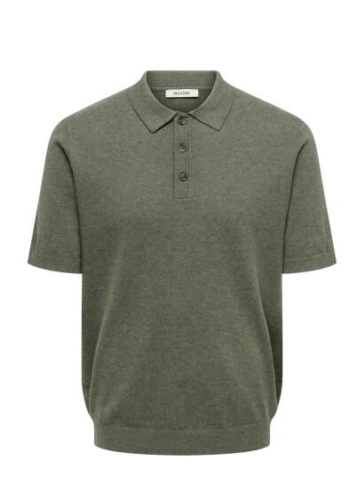 ONLY & SONS Onsloui Reg 12 Ss Mel Polo Knit Noos Khaki green M