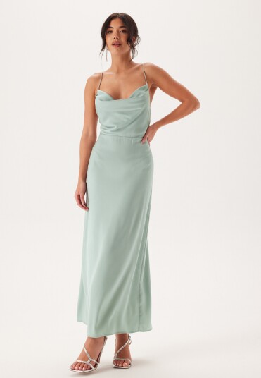Bubbleroom Occasion Waterfall Satin Ankle dress Dusty green 46 Bubbleroom Occasion Waterfall Satin Ankle dress Dusty green 46