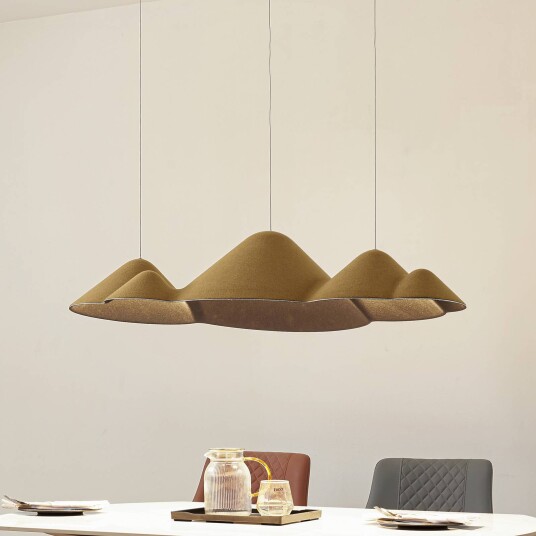 Lucande LED-pendellampe Beutlin grønn filt dimbar Lucande LED-pendellampe Beutlin grønn filt dimbar