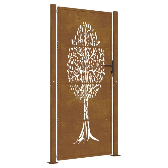 Hageport 105x205 cm cortenstål tredesign