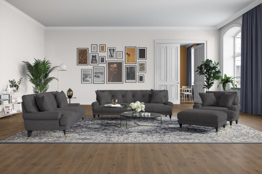 Andrew Loveseat Mørkegrå/Krom