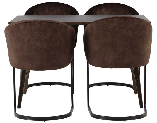 Venture Design Kaseindon & Evening spisegruppe Mørkebrun/mørkebrun 4 stoler & bord 120 x 80 cm