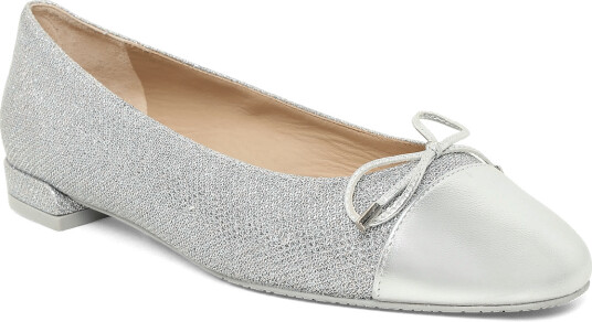 Stuart Weitzman Sleek Bow Flats Silver 40