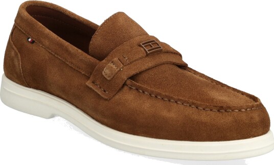 Tommy Hilfiger Light Suede Flag Hardware Loafer Brown 44 Tommy Hilfiger Light Suede Flag Hardware Loafer Brown 44