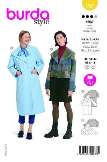 Burda 5860 - Kåpe & Jakke EUR: 34-44, US: 8-18