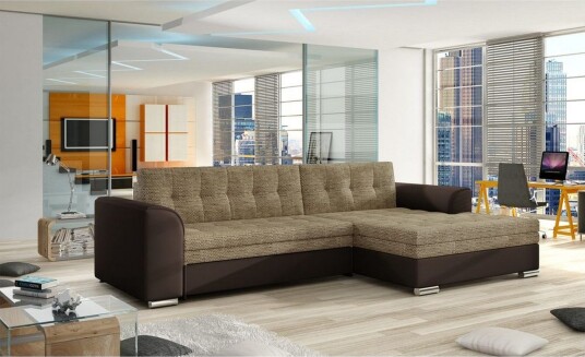 Seksjon Eltap Conforti 275x165x78 cm Berlin 03 Soft 66 Beige Mørk brun Høyre