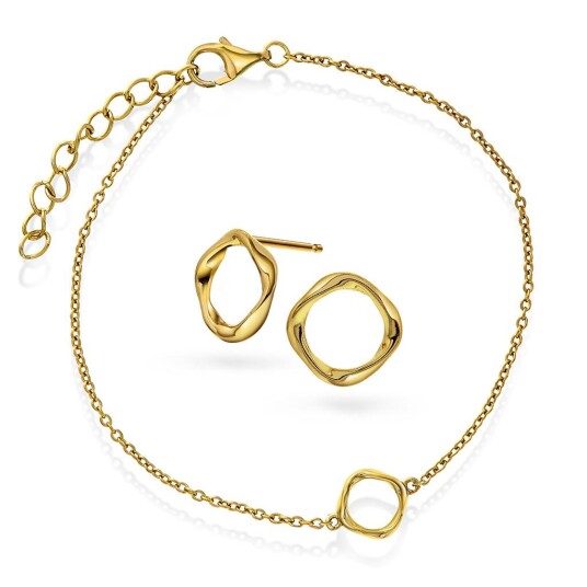Pan Jewelry, Smykkesett i forgylt 925 sølv med bølge