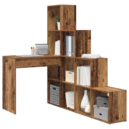 Hjørneskrivebord med hylle Gammelt tre 101,5 x 149,5 x 149,5 cm