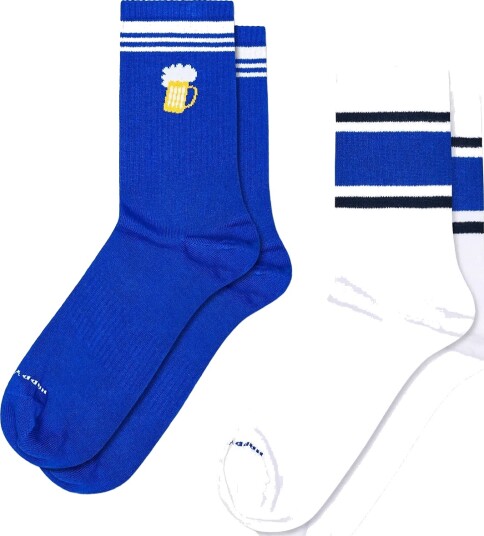 Happy Socks 2 Pack Beer & Stripe Sneaker Socks Multi/patterned 36 40