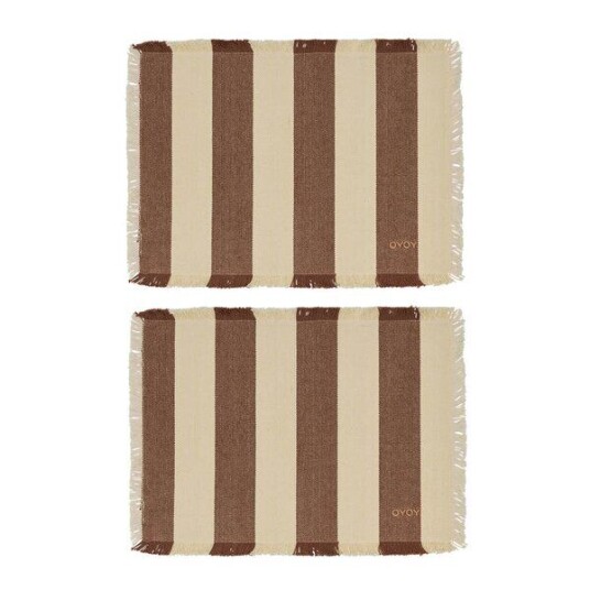 OYOY Toppu bordbrikke 48x36 cm 2 stk Brown/offwhite