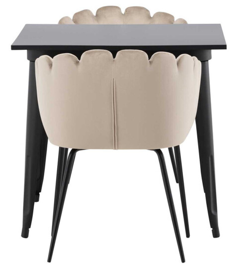 Venture Design Tempe & spisegruppe Beige/svart 2 stoler & bord 80 x 80 cm