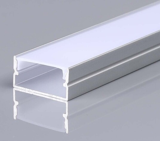 V Tac 2m Alu profil for LED strips sølv 20x10mm inkl. satin deksel utenpåliggende