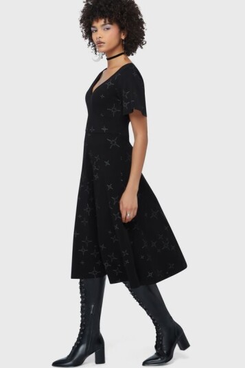 Killstar   Goth Middellang kjole   Beneath the Eclipse   Etheral Night Midi kjole   XS til 4XL   Damer   svart
