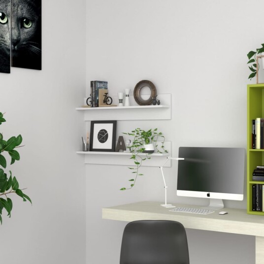 vidaXL Vegghyller 2 stk hvit 80x11,5x18 cm sponplate vidaXL Vegghyller 2 stk hvit 80x11,5x18 cm sponplate