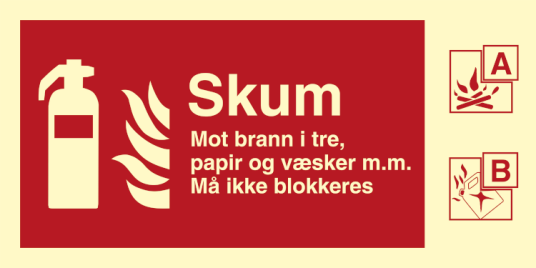 Skumslukker Brannskilt Etterlysende vinyl klistremerke 100 x 200 mm
