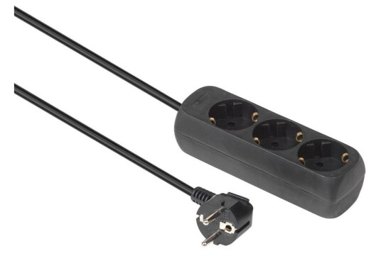 MicroConnect 3-way Schuko Socket 5M Black