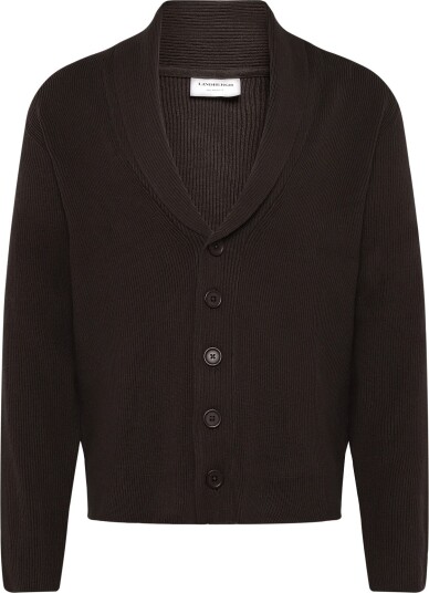 Lindbergh Rib Shawl Collar Cardigan   Brown   XXL