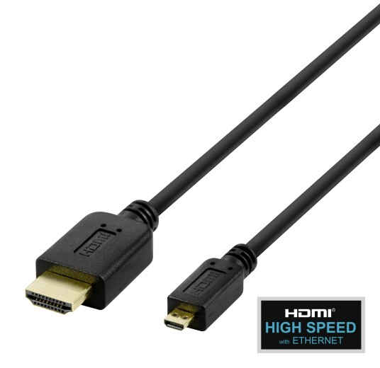 Deltaco 2m Høyhastighets micro HDMI-kabel 4K UHD 60Hz Svart Deltaco 2m Høyhastighets micro HDMI-kabel 4K UHD 60Hz Svart