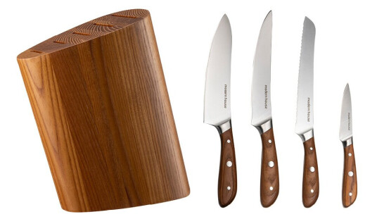 Modern House Nord knivsett 4 kniver med knivblokk ask