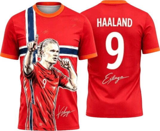 2026 World Cup Norge landslag Erling Haaland nr. 9 fotballdrakt, supporter T-skjorte, unisex voksne barn kortermet fotball