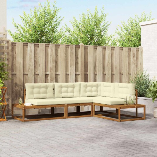 vidaXL Utendørs sofa sett Naturlig og Krem