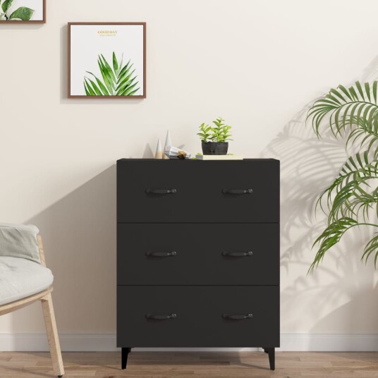 vidaXL Skjenk svart 69,5x34x90 cm konstruert tre